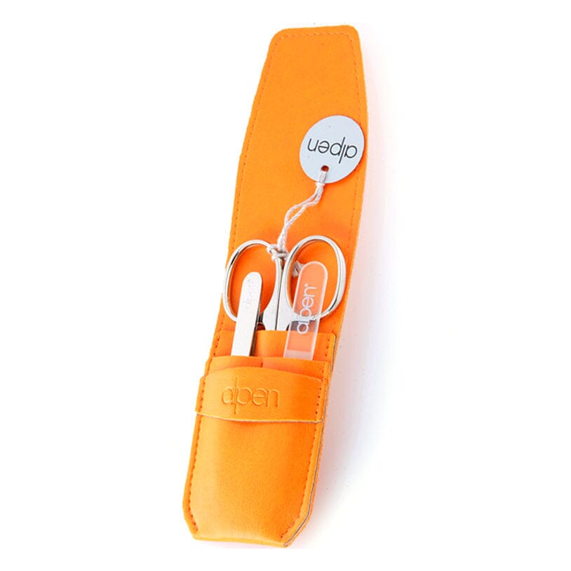 Alpen 3-Piece Manicure Set with Leather Flap Case, Premium Manicure Set Alpen Orange