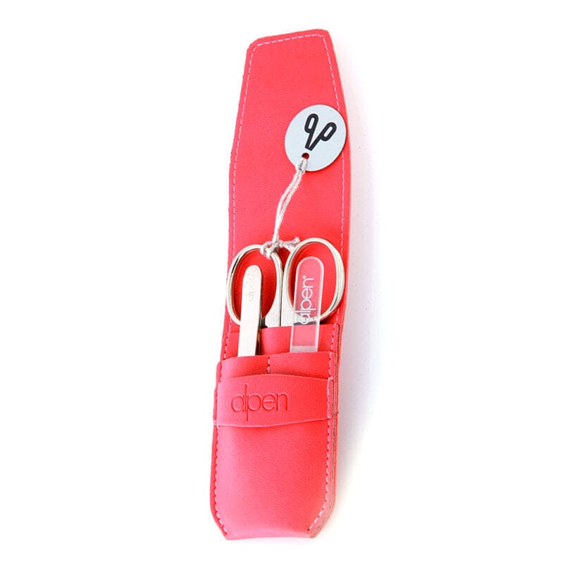 Alpen 3-Piece Manicure Set with Leather Flap Case, Premium Manicure Set Alpen Pink
