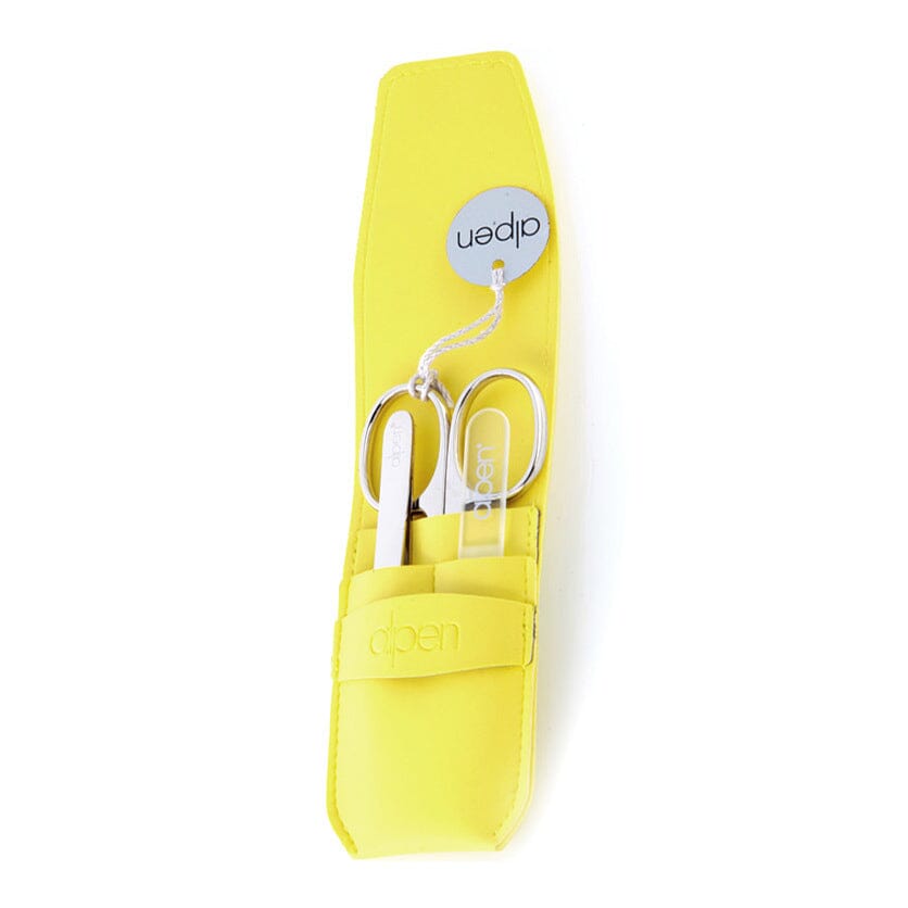 Alpen 3-Piece Manicure Set with Leather Flap Case, Premium Manicure Set Alpen Yellow