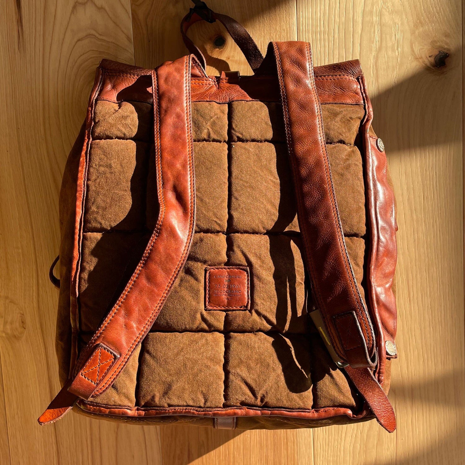 Campomaggi Saturno Leather and Canvas Backpack Backpack Campomaggi