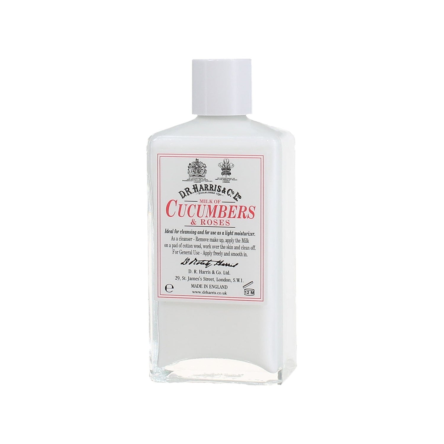 D.R. Harris Milk of Cucumbers and Roses Facial Care D.R. Harris & Co 100 ml Glass Bottle
