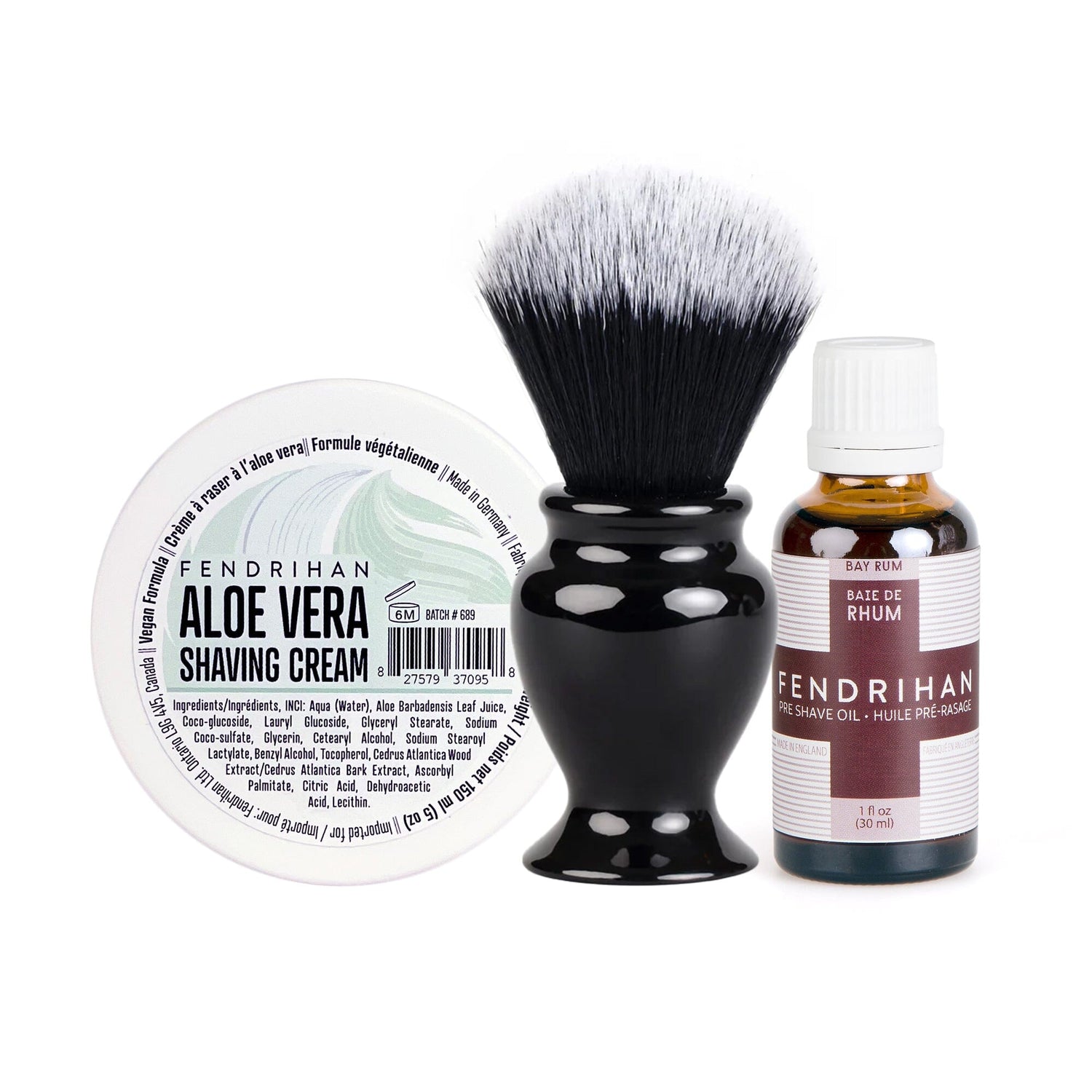 Fendrihan Pre-Shave Oil, Shaving Cream and Shaving Brush Set, Save $15 Shaving Kit Fendrihan Aloe Vera Bay Rum