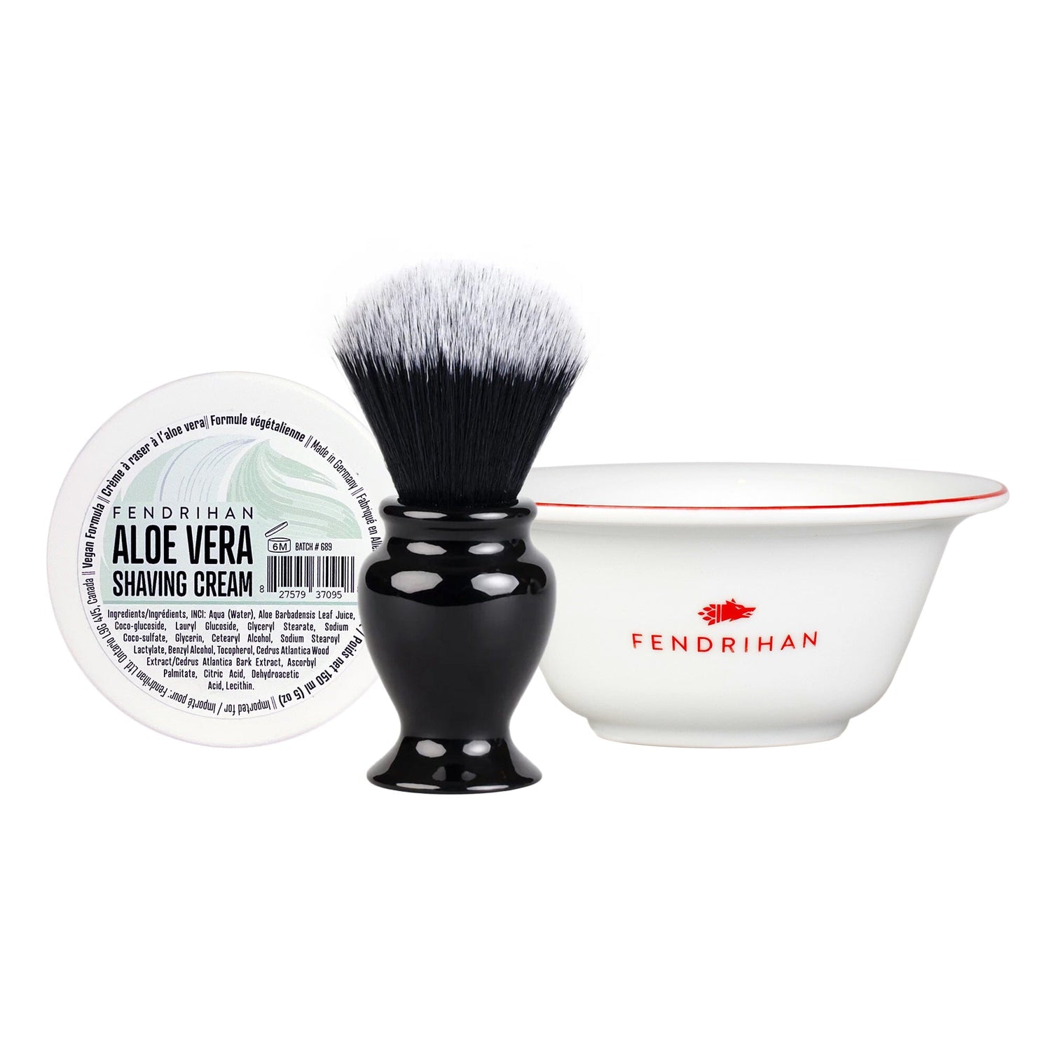 Fendrihan Shaving Cream, Porcelain Shaving Bowl and Shaving Brush Set, Save $15 Shaving Set Fendrihan Aloe Vera Red