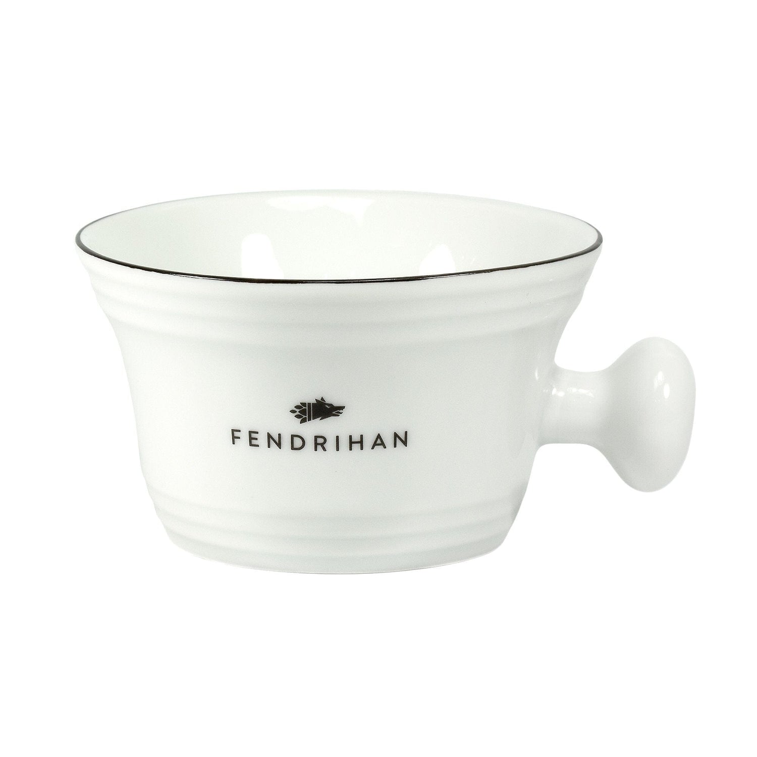 Scratch and Dent Fendrihan Fendrihan Porcelain Shaving Mug, Black (Faded Logo, No Hand-Painted Rim, Minor Surface Imperfections)