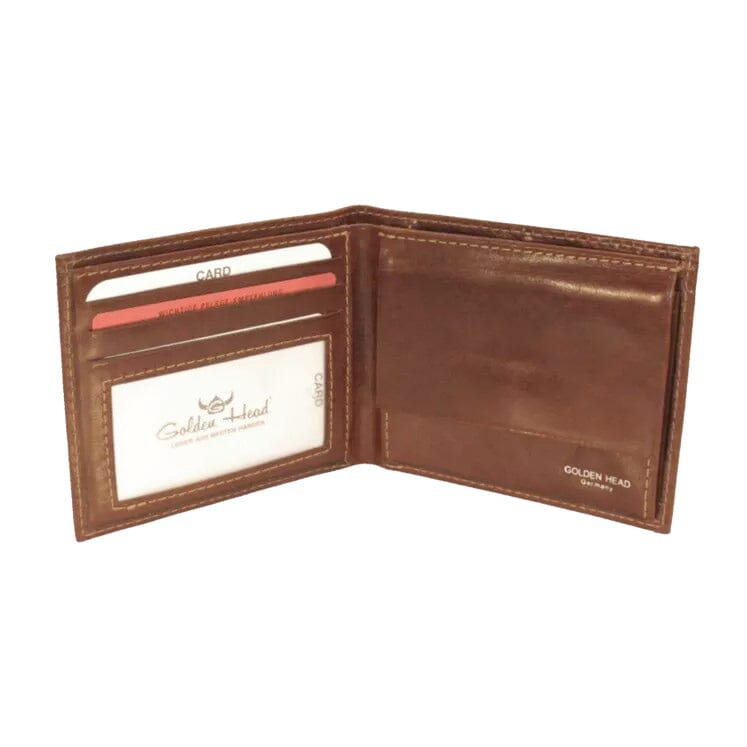 Golden Head Colorado RFID Bill Case with Mesh Pocket and Coin Pouch, Tobacco Leather Wallet Golden Head