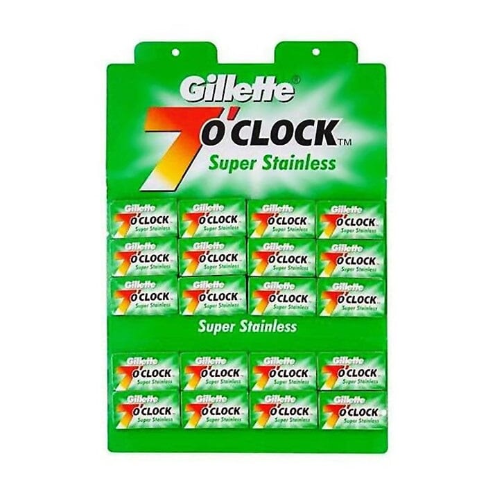 Gillette 7 O'Clock Super Stainless Double-Edge Safety Razor Blades Razor Blades Gillette 100 Blade Pack