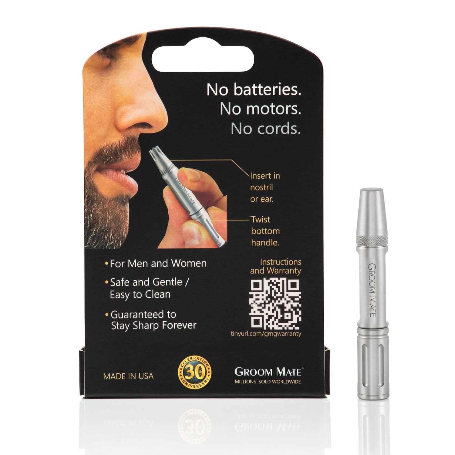 Groom Mate Professional Nose & Ear Hair Trimmer, Manually Operated Nose Hair Trimmer Groom Mate