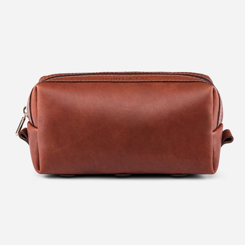 monte & coe Leather Travel Kit Toiletry Bag monte & coe Monte Cognac