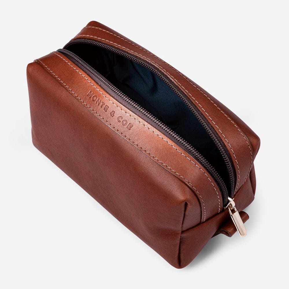 monte & coe Leather Travel Kit Toiletry Bag monte & coe
