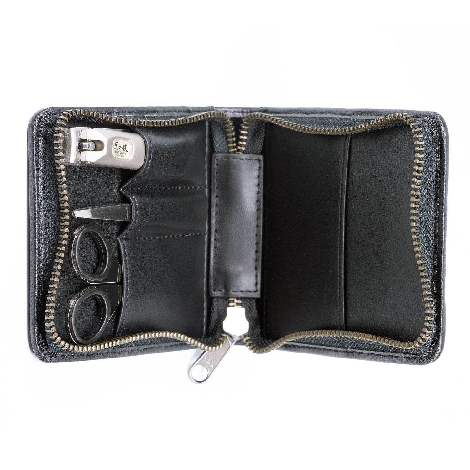 Seki Edge Craftsman 3-Piece Luxury Grooming Kit, Black Leather Zip Case Manicure Set Seki Edge