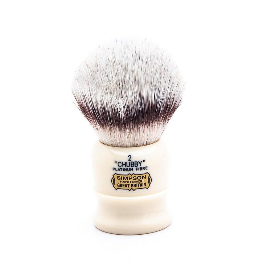 Simpsons Chubby 2 Platinum Fibre Shaving Brush, Faux Ivory Handle Synthetic Bristles Shaving Brush Simpsons