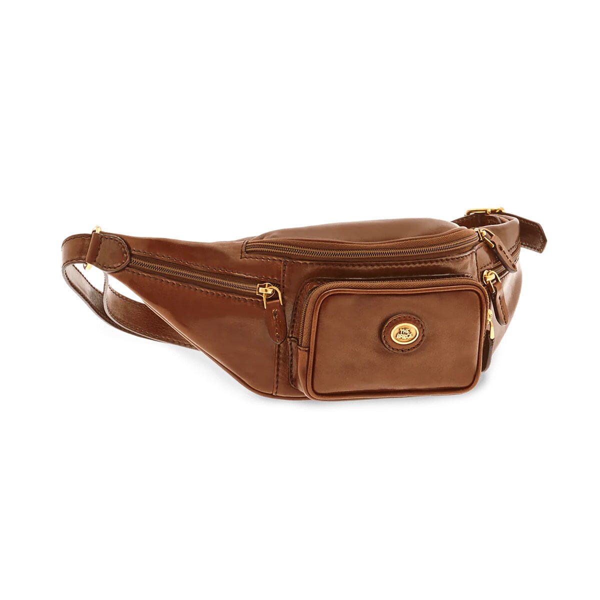 The Bridge Story Viaggio Leather Waist Pouch with Pockets Leather Messenger Bag The Bridge Brown