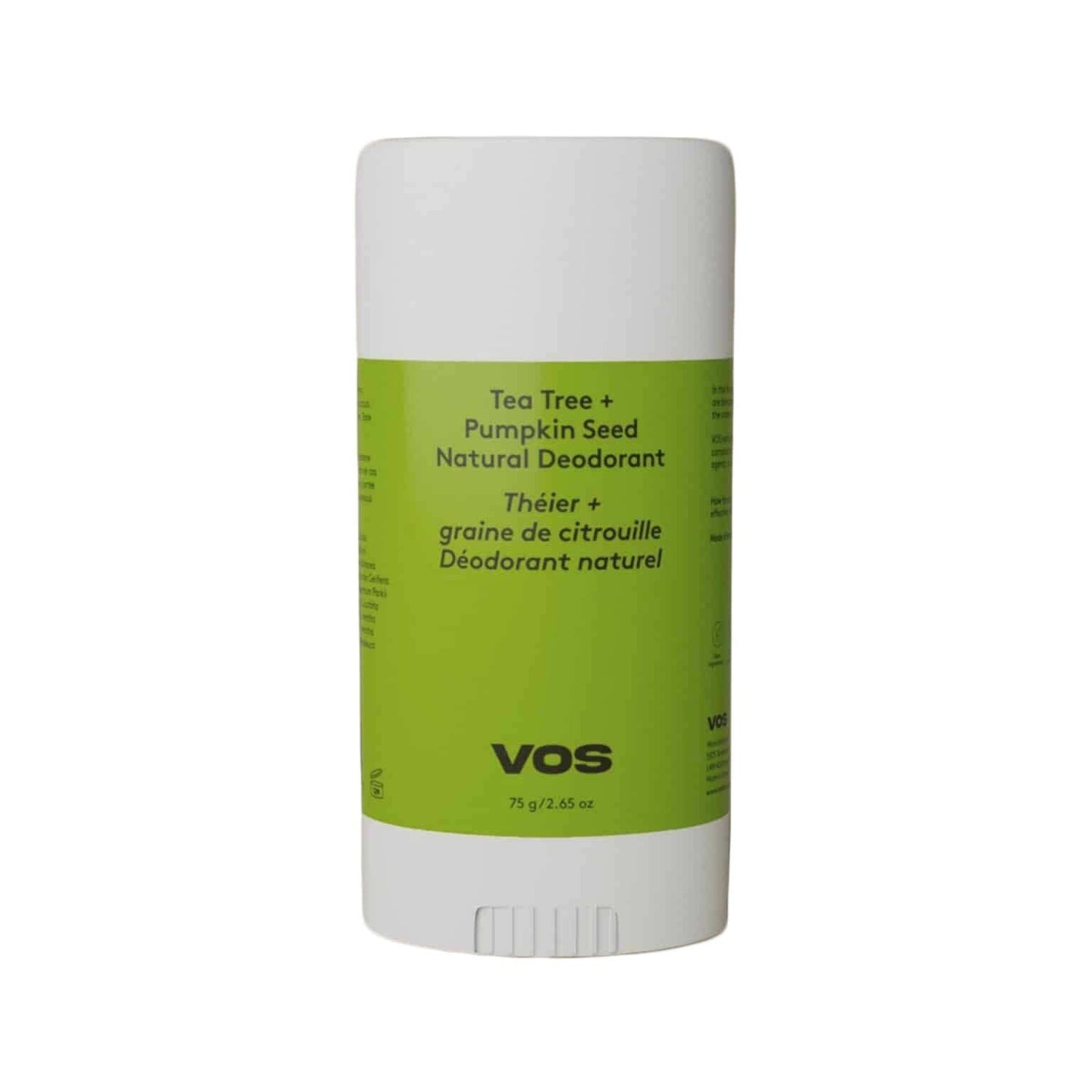VOS Natural Deodorant, Tea Tree and Pumpkin Seed Deodorant Stick VOS