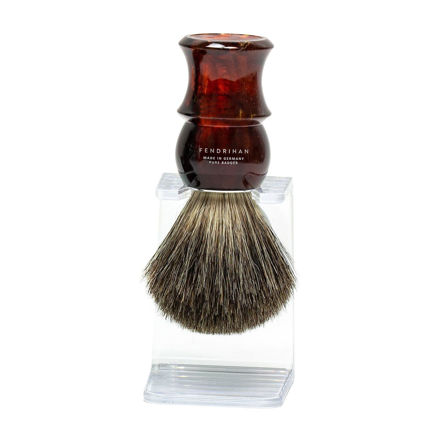 Fendrihan Pure Badger Shaving Brush with Stand, Faux Tortoise Handle Badger Bristles Shaving Brush Fendrihan