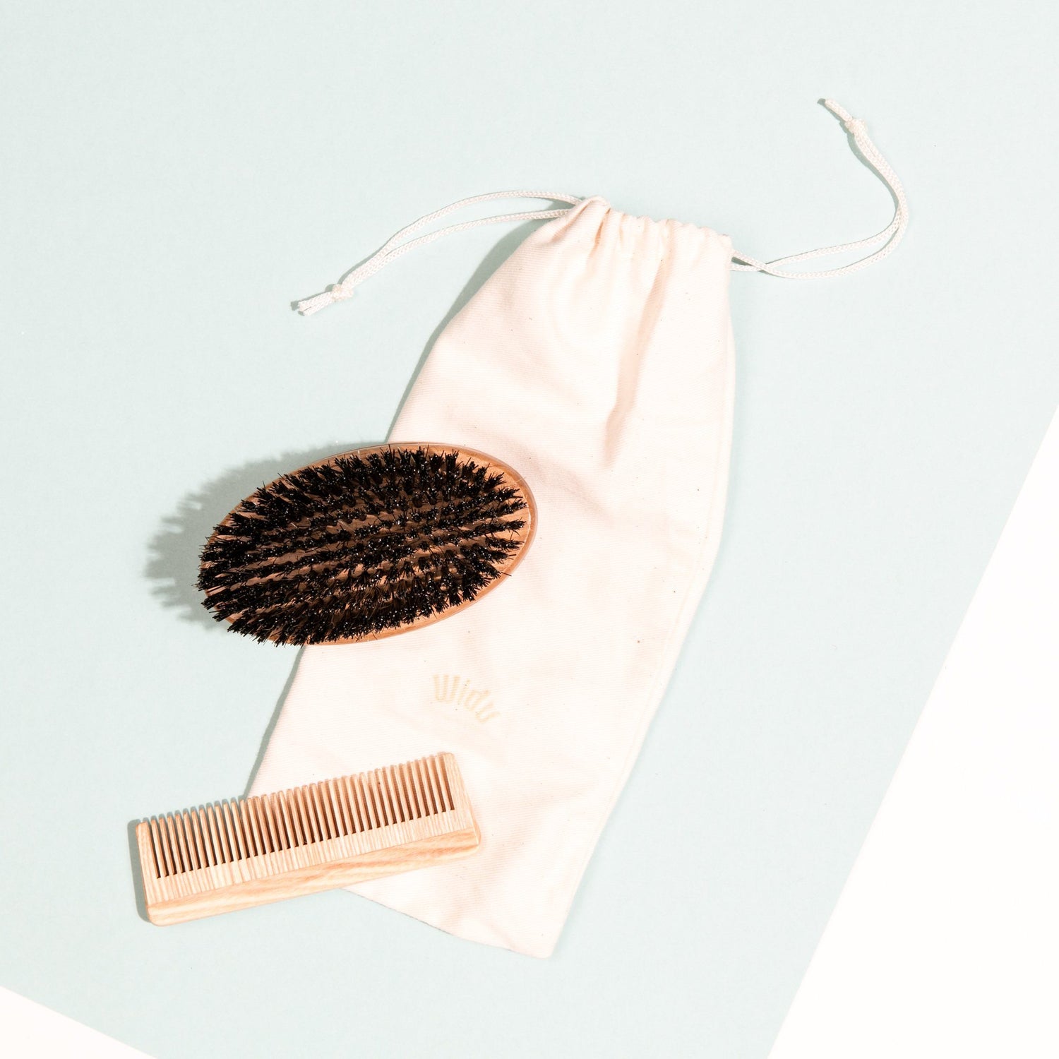 Widu Ash Wood Beard Brush and Comb Gift Set Beard and Moustache Grooming Widu