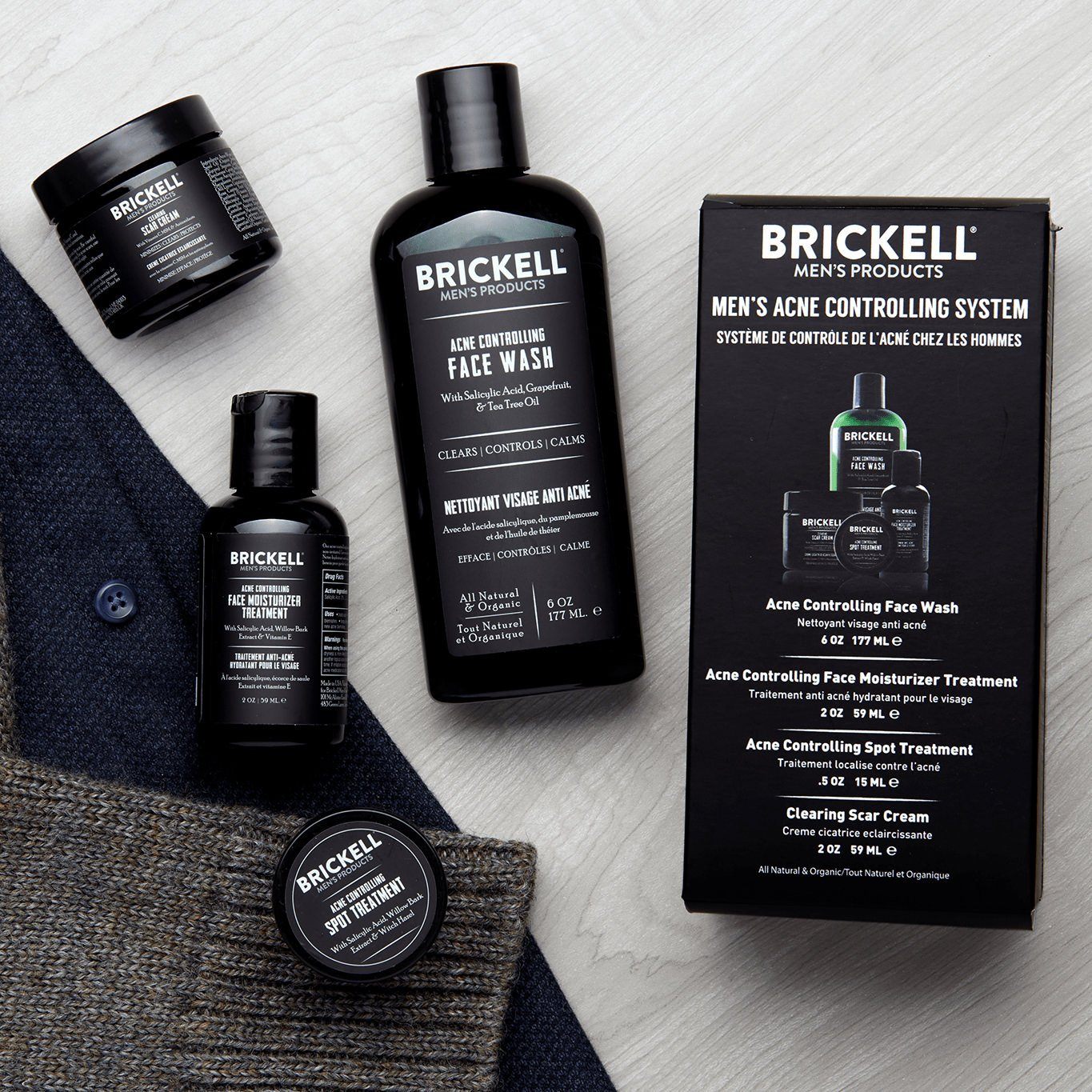Brickell Acne Controlling System for Men Men's Grooming Kit Brickell