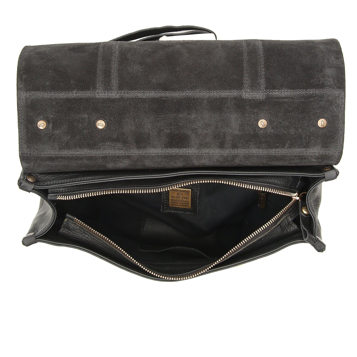 Campomaggi C8400 Leather Briefcase Backpack, Black Backpack Campomaggi