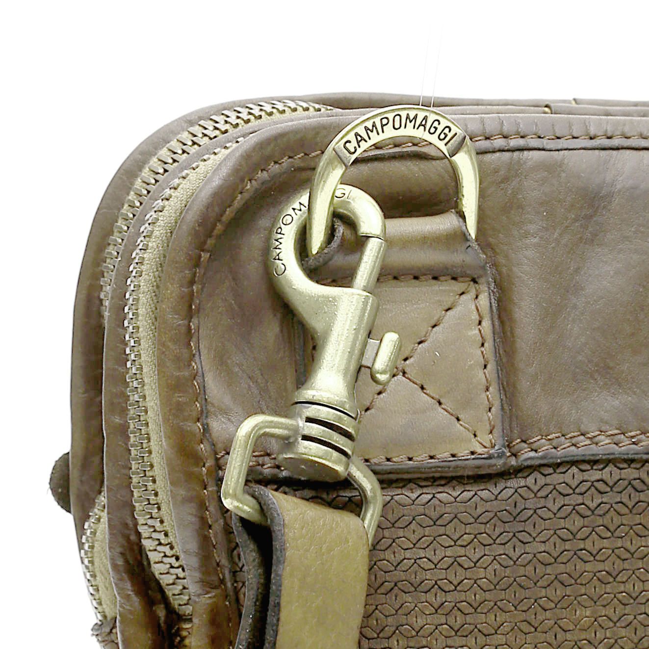 Campomaggi Leather Hexagonal Briefcase, Military Green Leather Briefcase Campomaggi