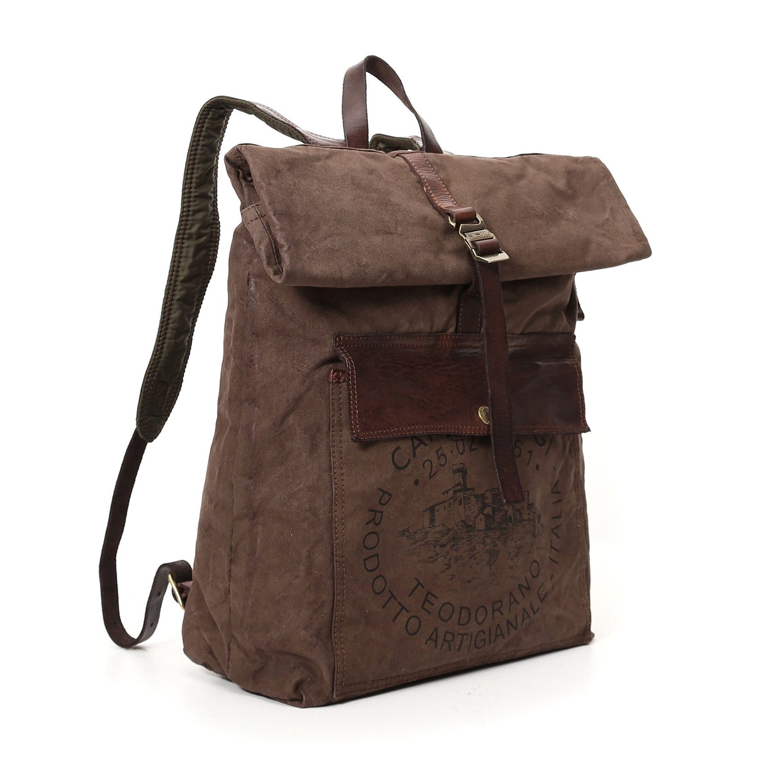 Campomaggi Tamerice Rolltop Backpack, Teodorano Canvas Print Backpack Campomaggi