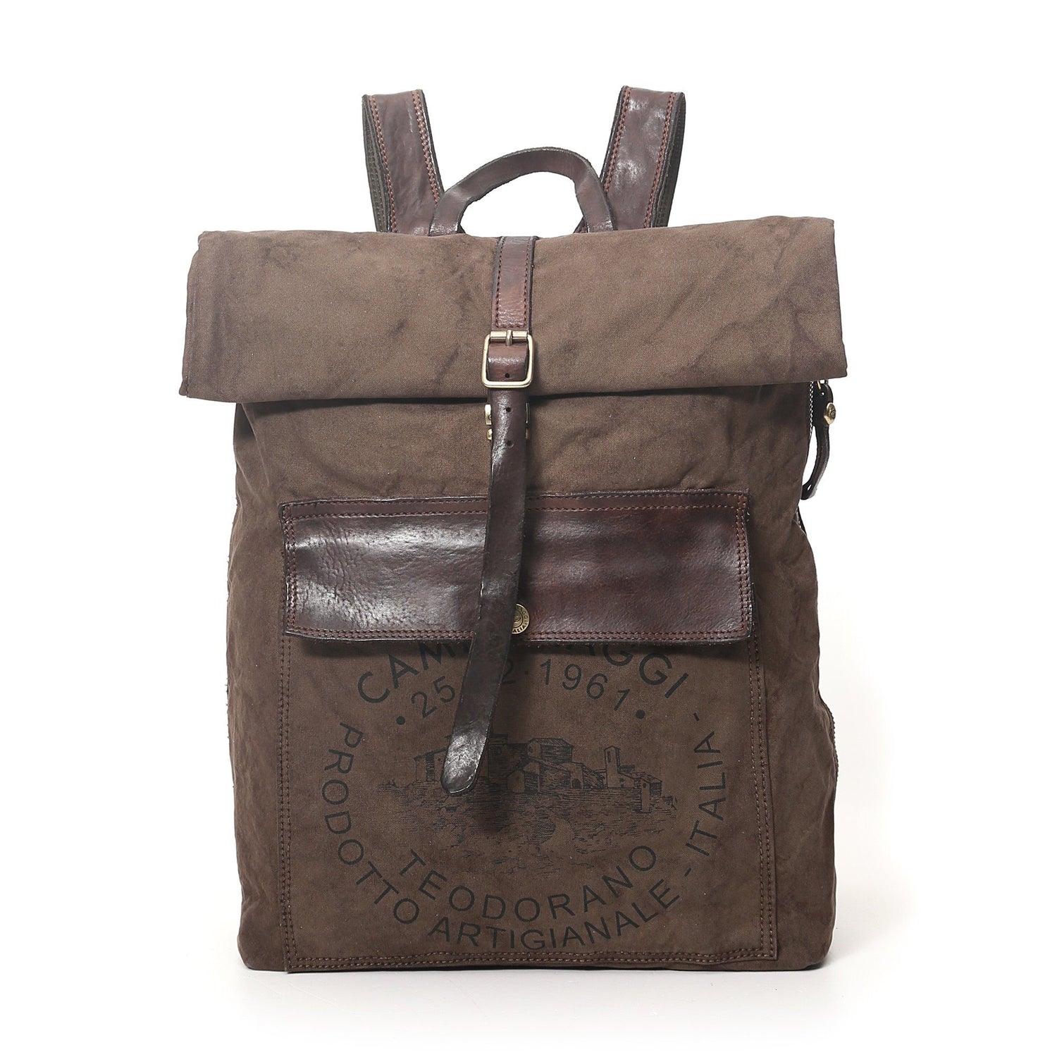 Campomaggi Tamerice Rolltop Backpack, Teodorano Canvas Print Backpack Campomaggi