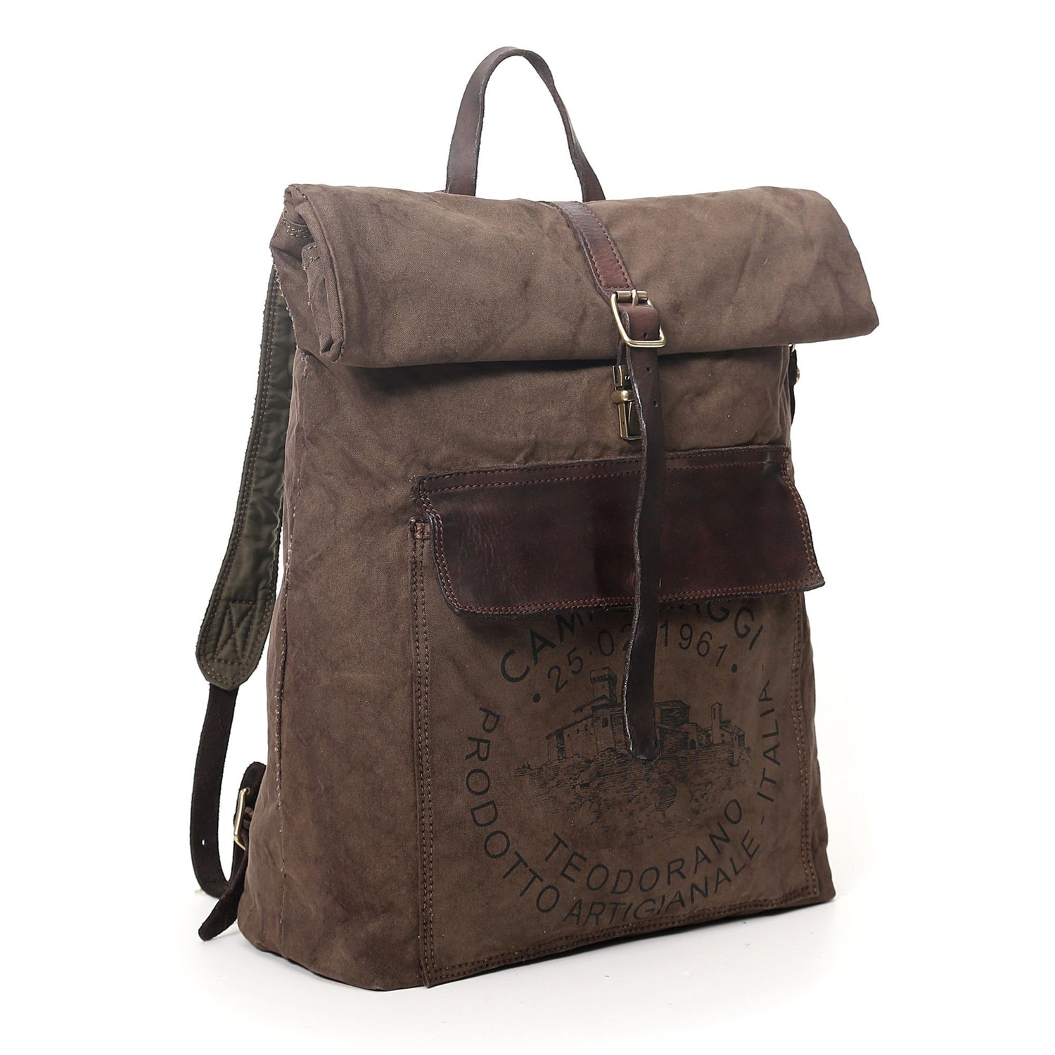 Campomaggi Tamerice Rolltop Backpack, Teodorano Canvas Print Backpack Campomaggi