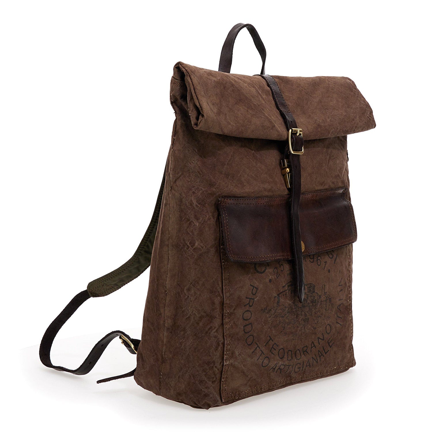 Campomaggi Tamerice Rolltop Backpack, Teodorano Canvas Print Backpack Campomaggi
