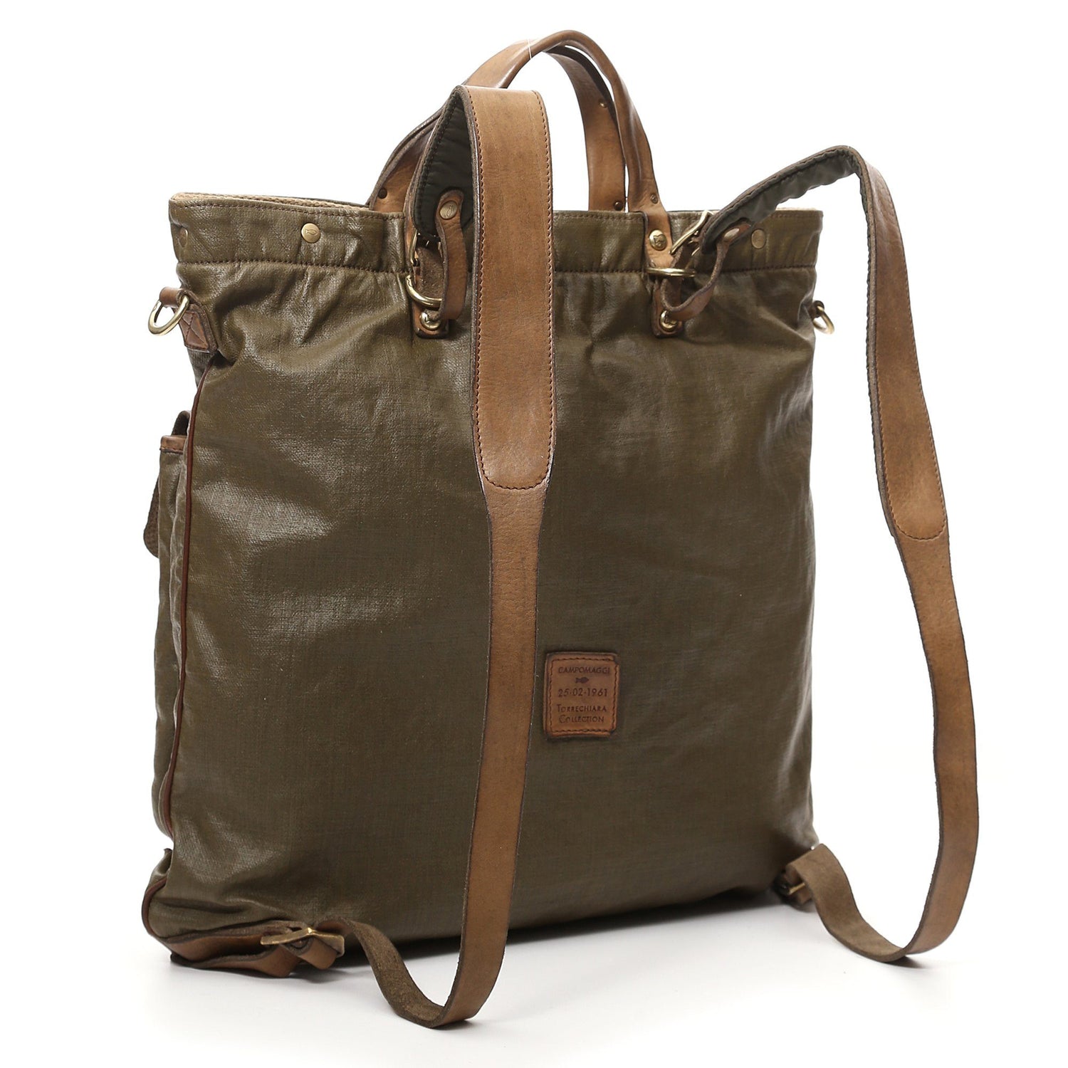 Campomaggi Vitrus Shopping Backpack, Teodorano Fabric and Leather Backpack Campomaggi