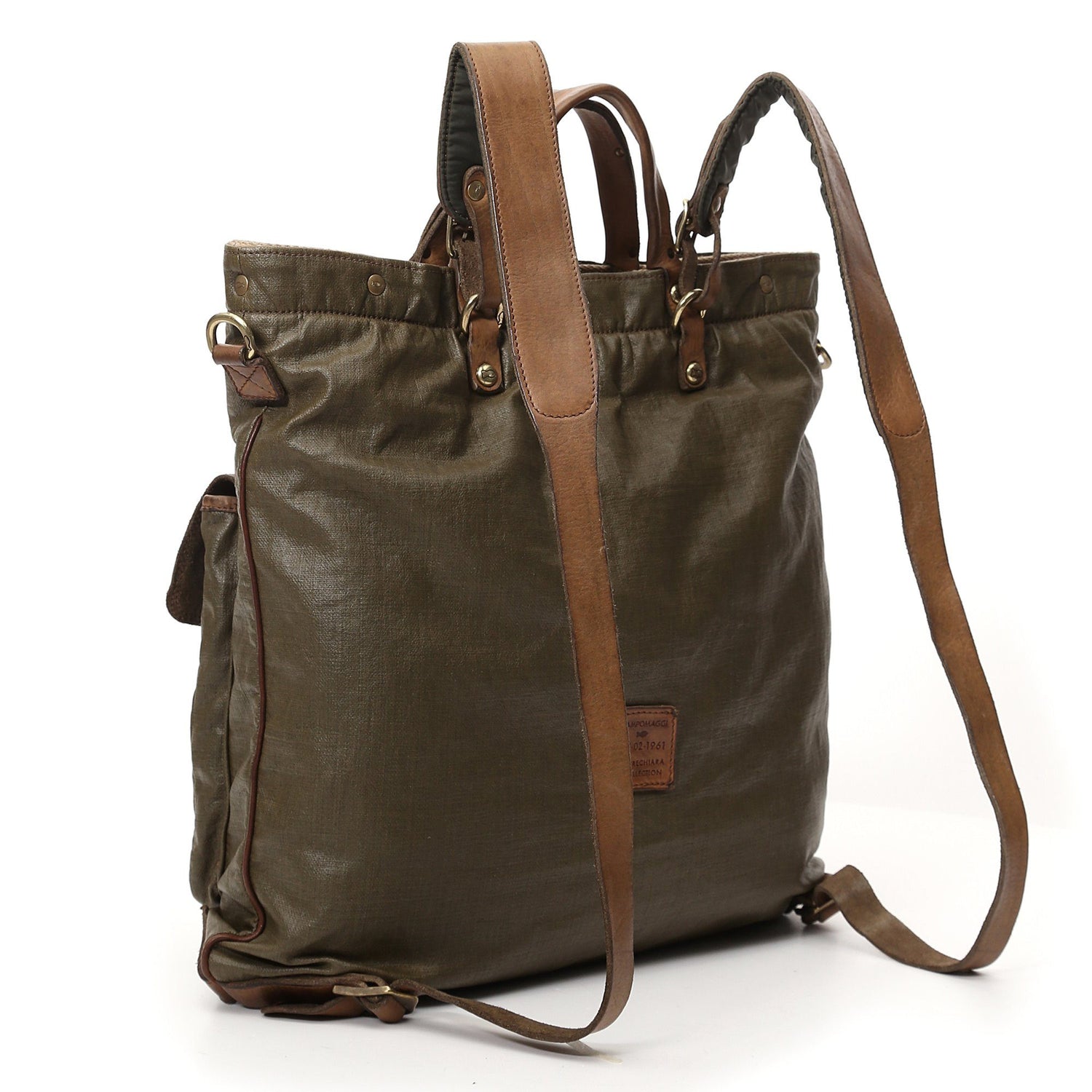 Campomaggi Vitrus Shopping Backpack, Teodorano Fabric and Leather Backpack Campomaggi