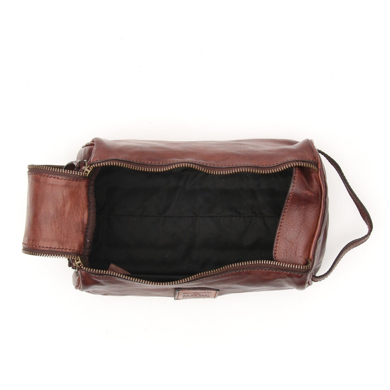 Campomaggi C2290 Leather Toiletry Bag, Dark Brown Toiletry Bag Campomaggi