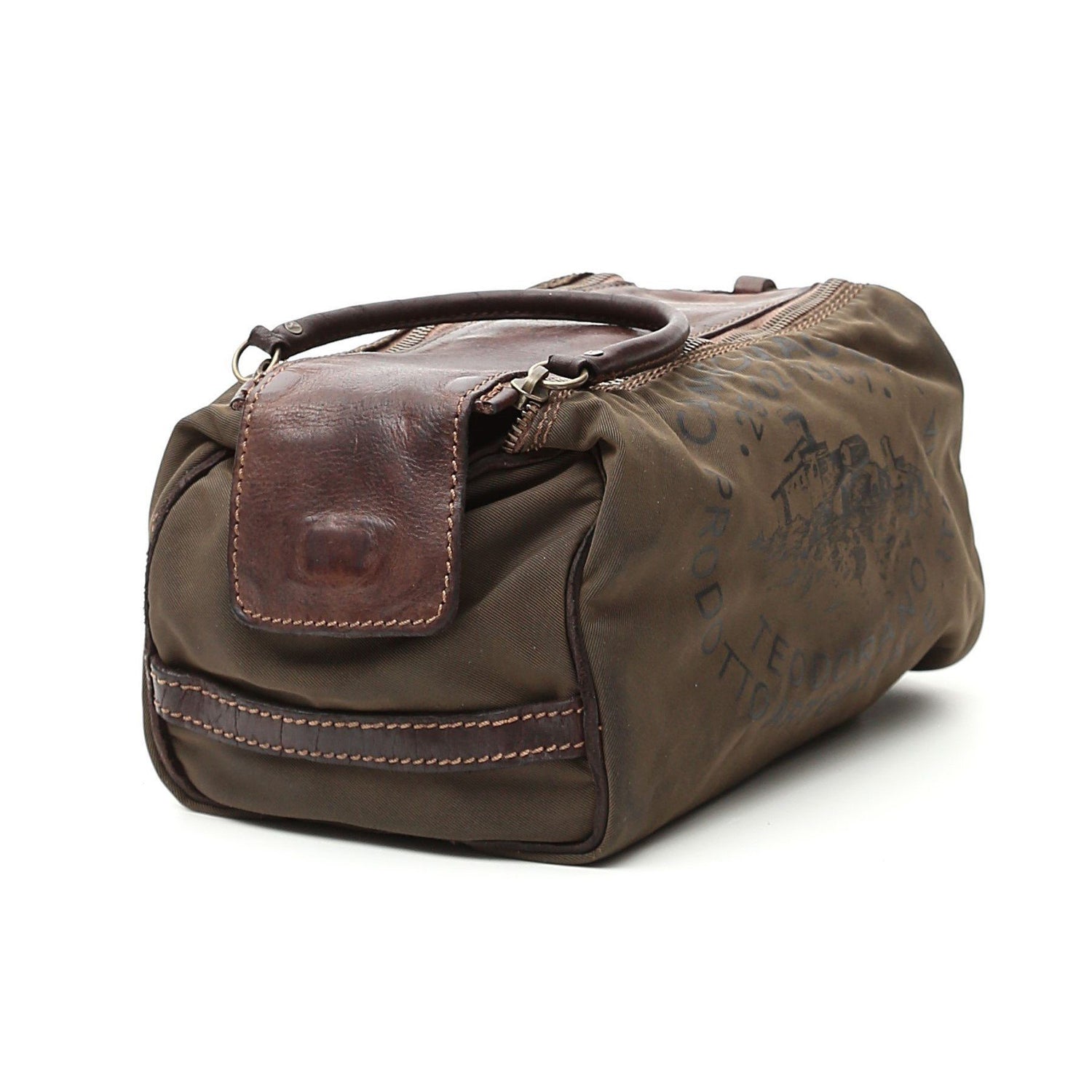 Campomaggi C2290 Toiletry Bag, Leather and Fabric with Teodorano Print Toiletry Bag Campomaggi