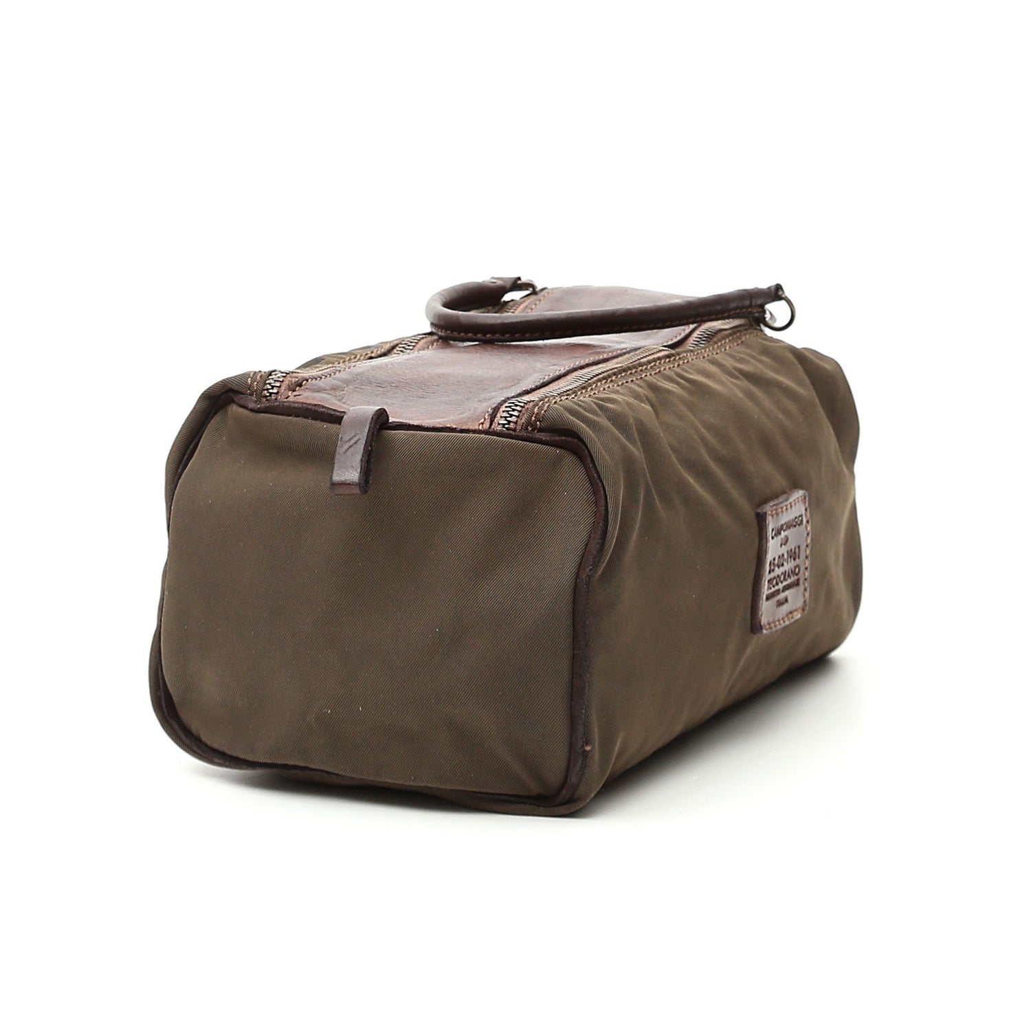 Campomaggi C2290 Toiletry Bag, Leather and Fabric with Teodorano Print Toiletry Bag Campomaggi