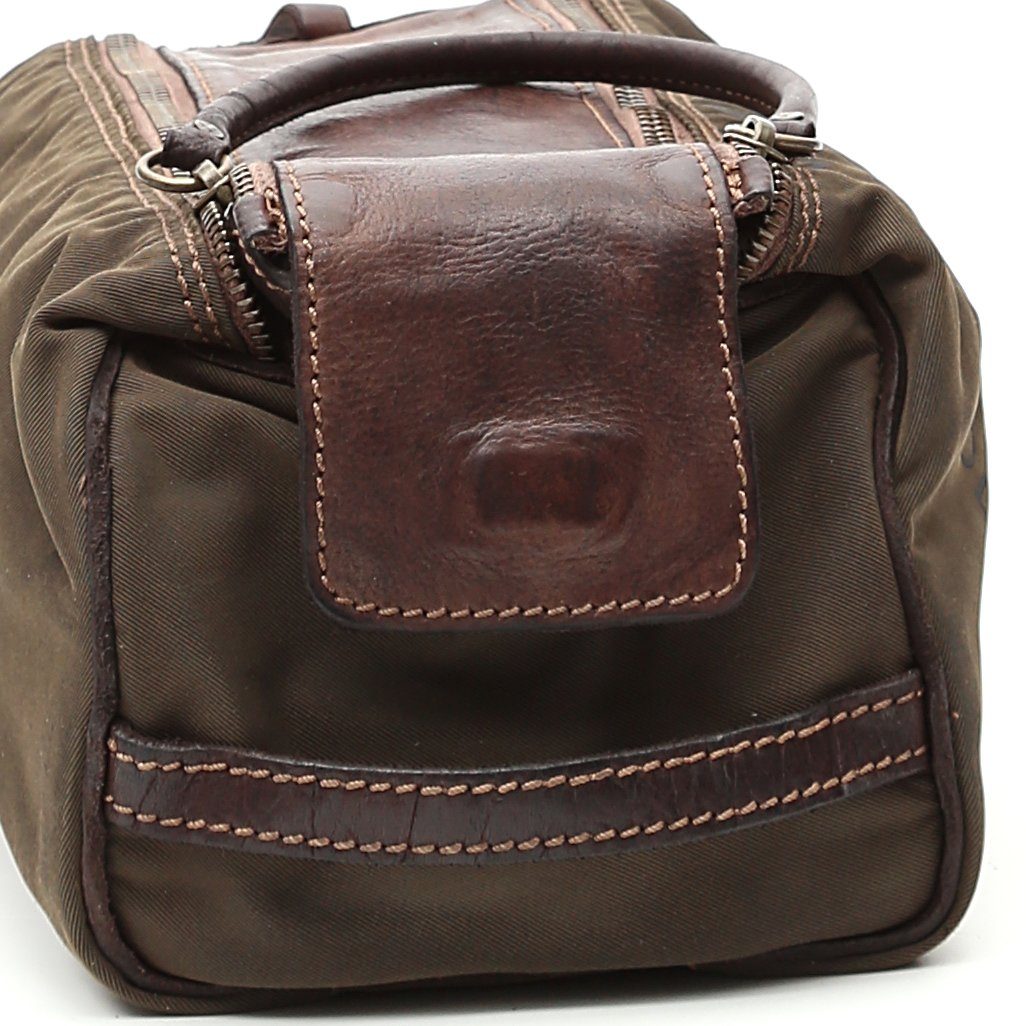 Campomaggi C2290 Toiletry Bag, Leather and Fabric with Teodorano Print Toiletry Bag Campomaggi