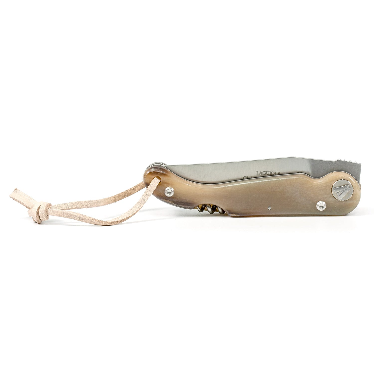Claude Dozorme Baroudeur Laguiole Pocket Knife with Corkscrew, Horn Handle Pocket Knife Claude Dozorme
