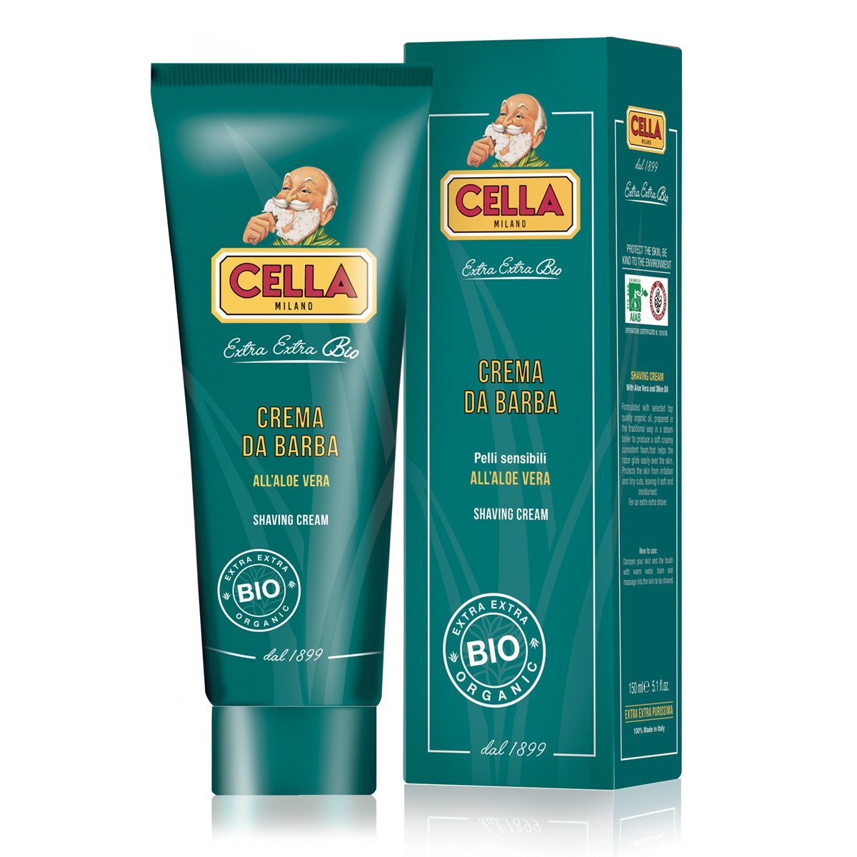 Cella Bio Organic Shaving Cream with Aloe Vera Shaving Cream Cella