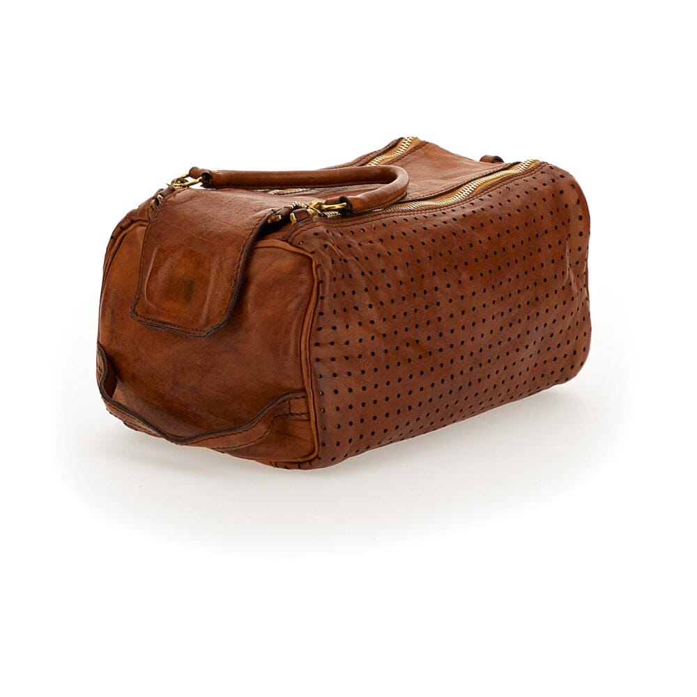 Campomaggi Toledo Leather Toiletry Bag with Geometic Fretwork Toiletry Bag Campomaggi
