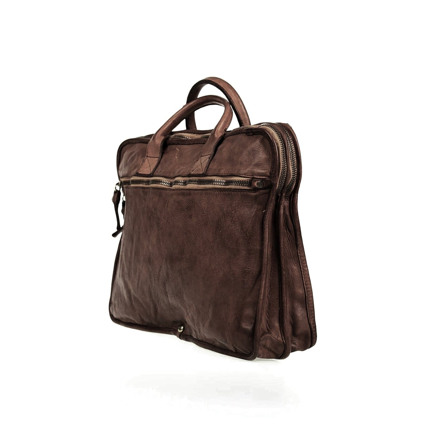 Campomaggi Leather Briefcase, Smooth Finish Leather Briefcase Campomaggi Dark Brown