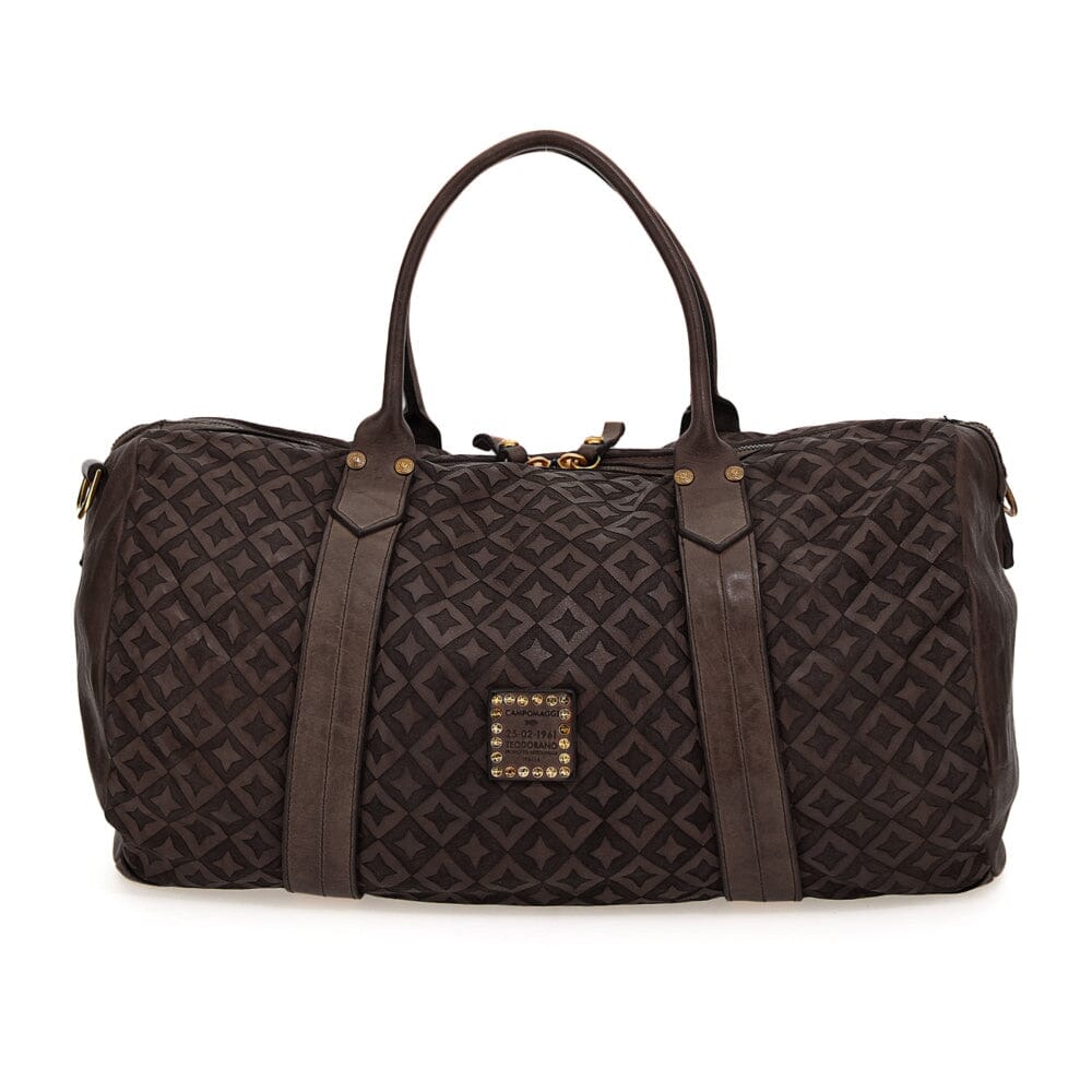 Campomaggi Aron Weekend Bag, Star Laser Print overnight bag Campomaggi Dark Brown