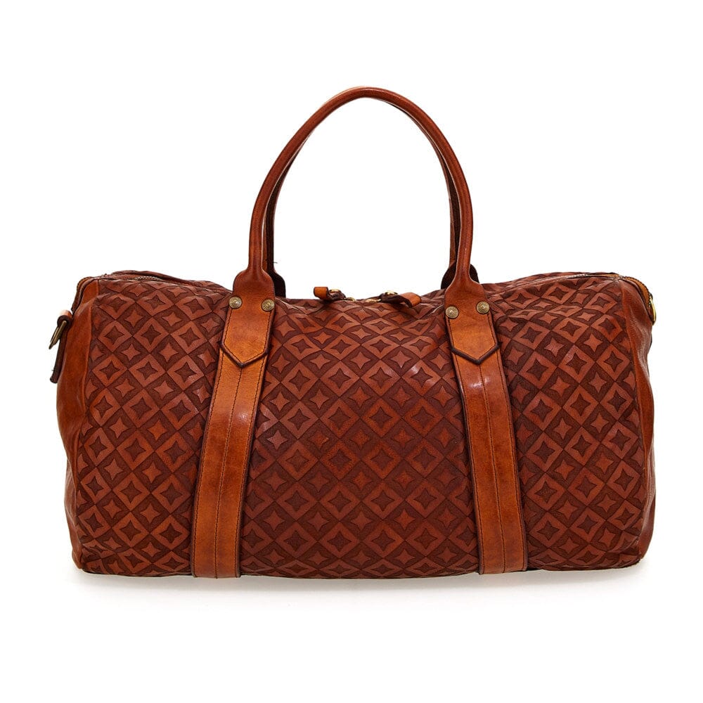Campomaggi Aron Weekend Bag, Star Laser Print overnight bag Campomaggi Cognac