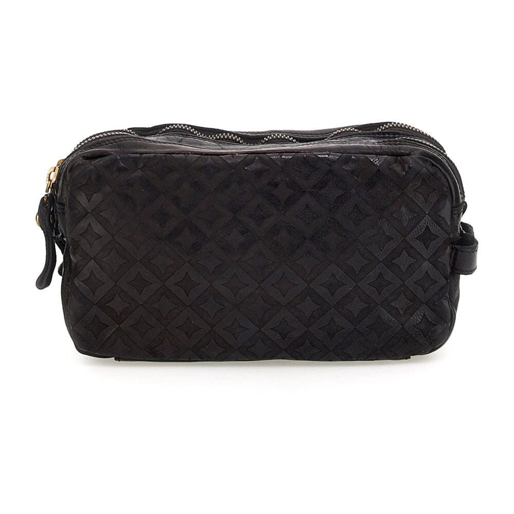 Campomaggi Aron Leather Toiletry Bag, Star Laser Print Toiletry Bag Campomaggi Black