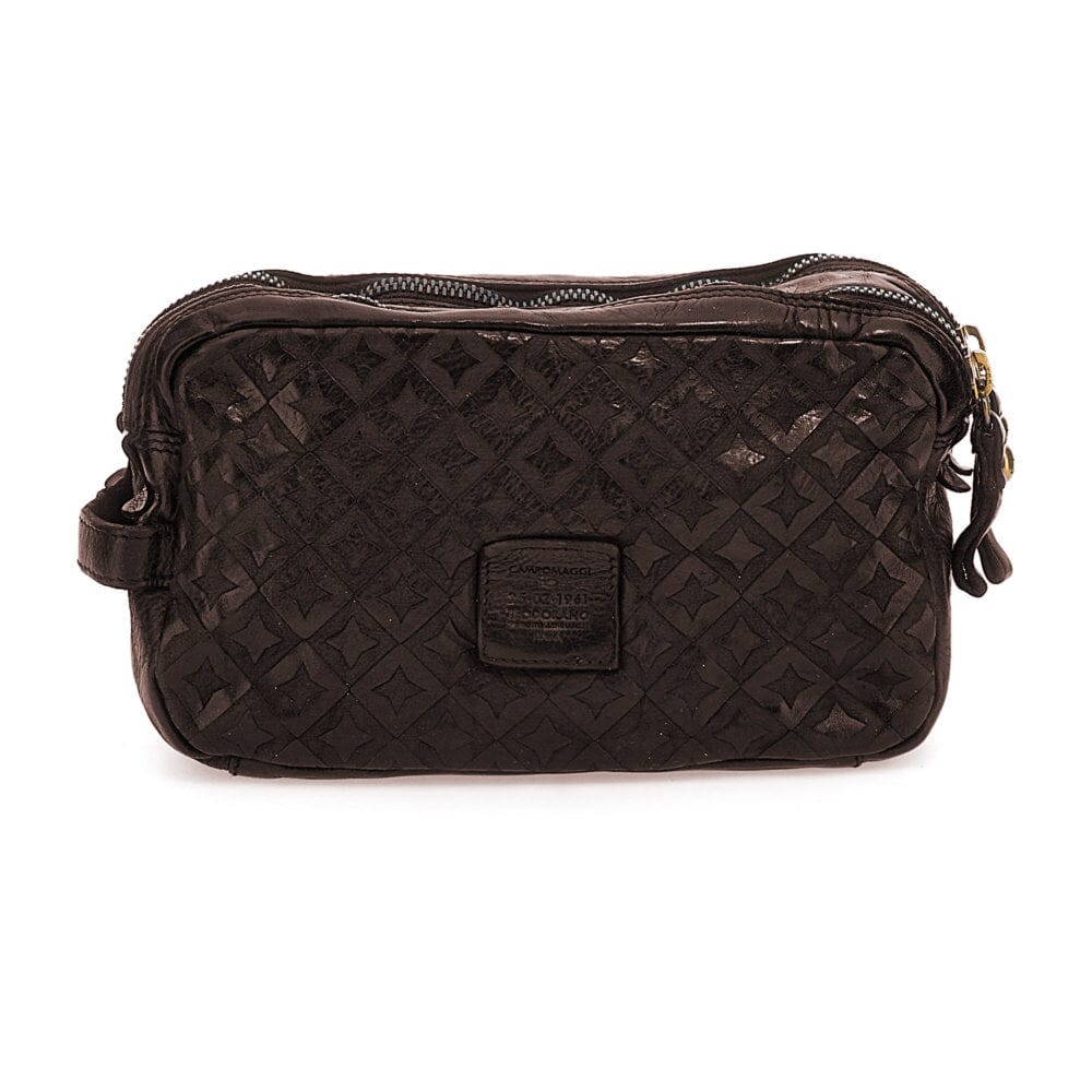 Campomaggi Aron Leather Toiletry Bag, Star Laser Print Toiletry Bag Campomaggi Dark Brown