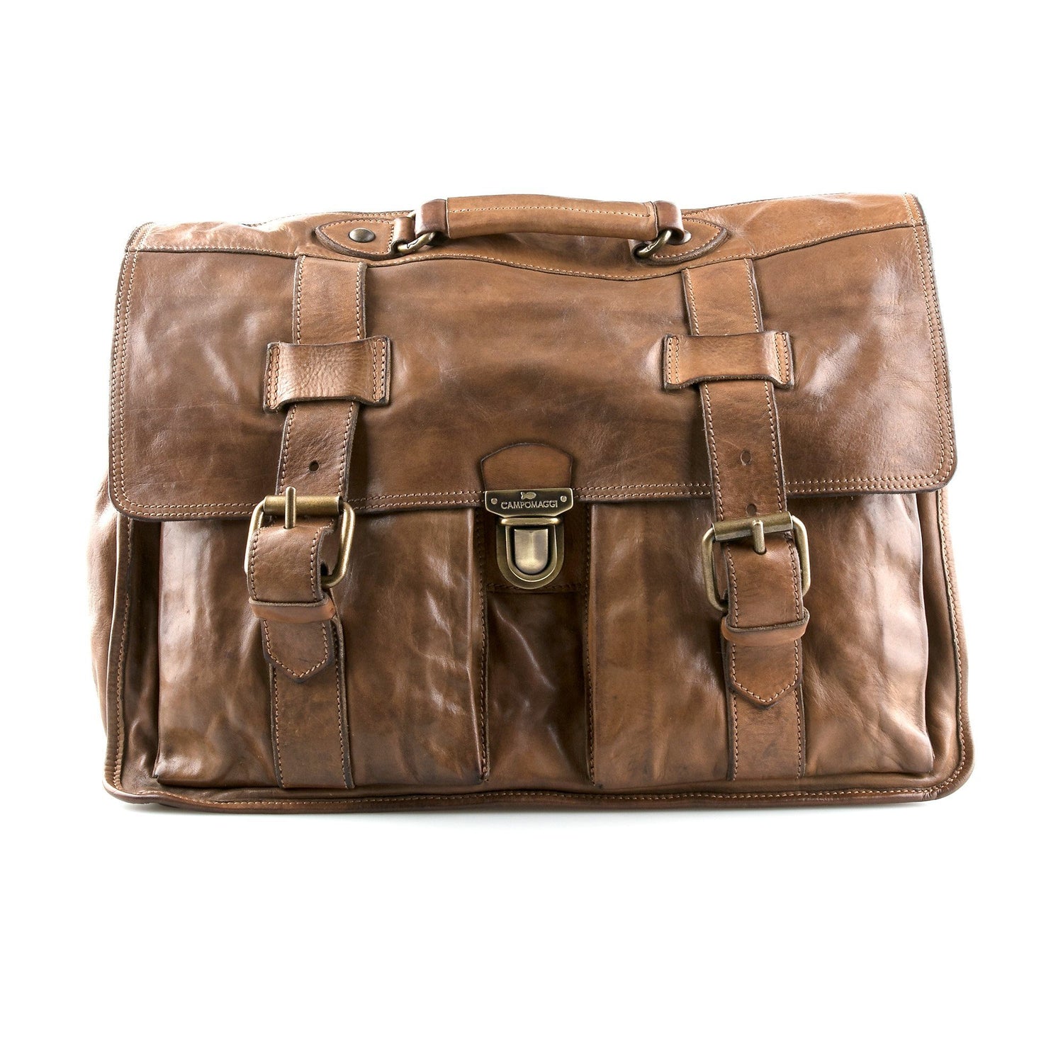 Campomaggi C1790 Messenger Bag, Military Green Leather Messenger Bag Campomaggi