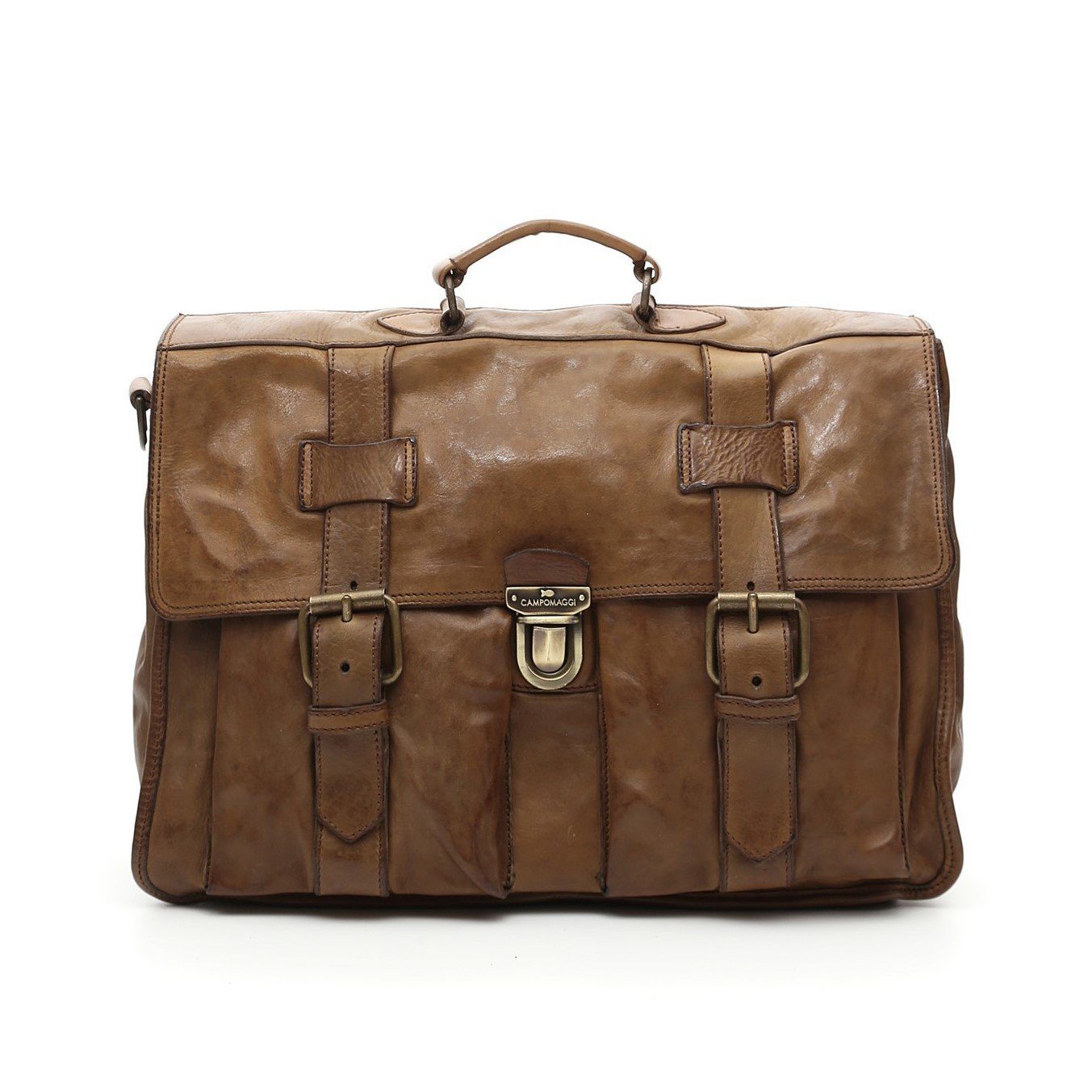 Campomaggi C1790 Messenger Bag, Military Green Leather Messenger Bag Campomaggi