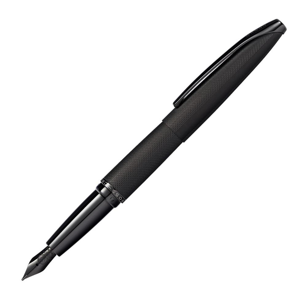 CROSS AXT Fountain Pen with Etched Diamond Patter, Stainless Steel Nib & PVD Coating Fountain Pen CROSS Brushed Black