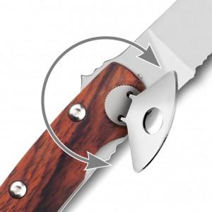 Claude Dozorme Liner Lock Le Thiers Black Blade Folding Pocket Knife and Corkscrew, Olive Wood Pocket Knife Claude Dozorme