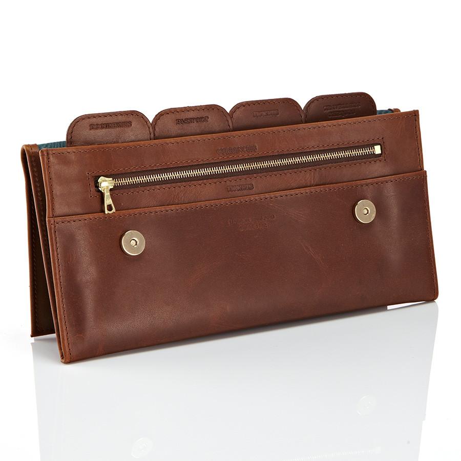 Daines & Hathaway Travel Wallet, Brooklyn Chestnut Brown Leather Wallet Daines & Hathaway