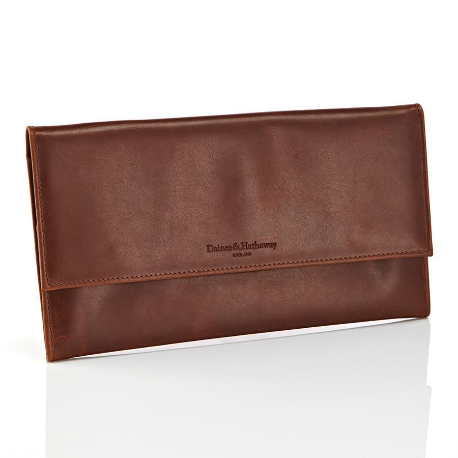 Daines & Hathaway Travel Wallet, Brooklyn Chestnut Brown Leather Wallet Daines & Hathaway 