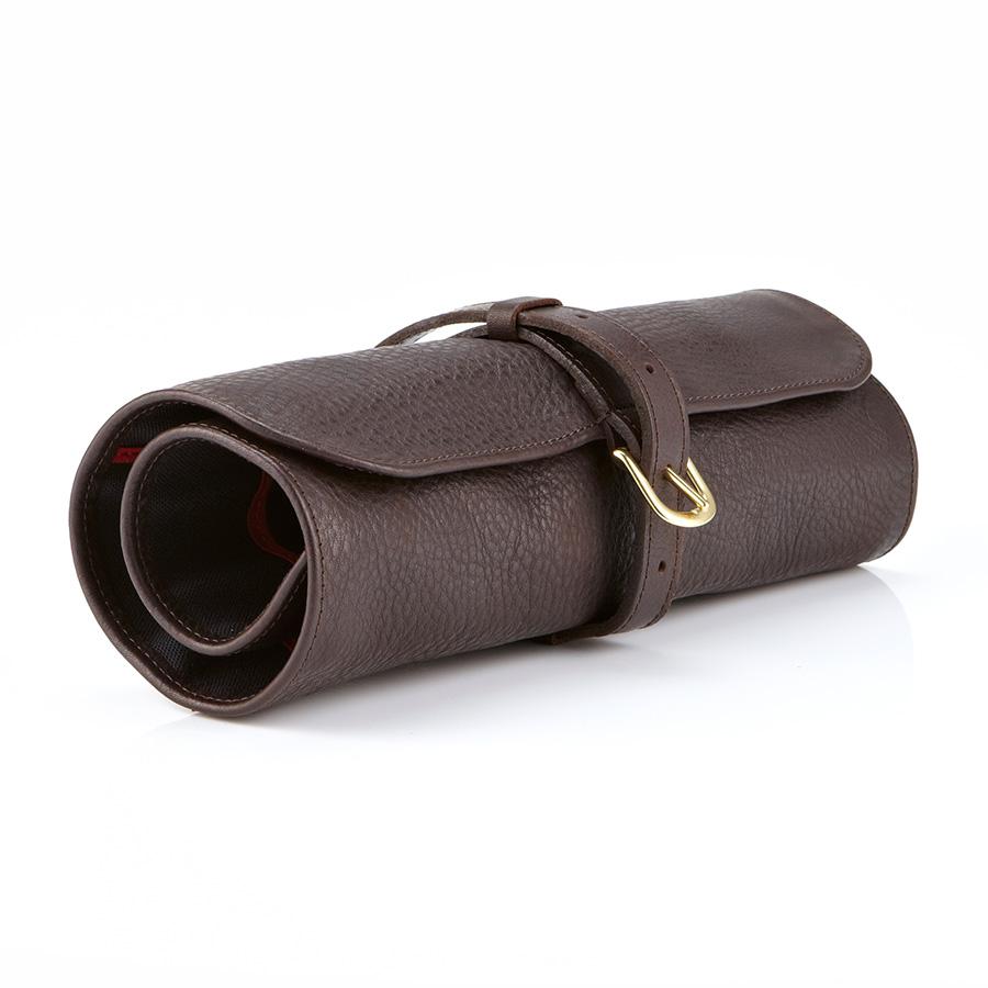 Daines & Hathaway Utility Roll, Krypton Brown Leather Grooming Travel Case Daines & Hathaway