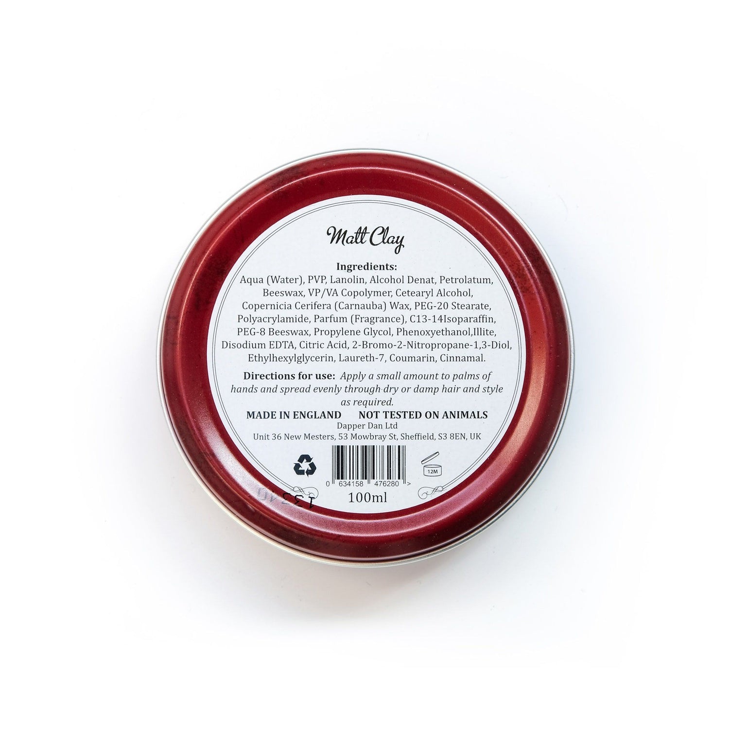 Dapper Dan Matt Clay Pomade with Strong Hold 100 ml Men's Grooming Cream Dapper Dan