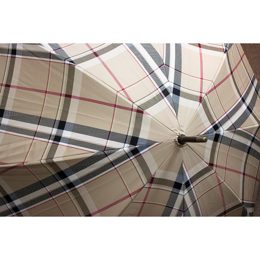 Doppler Zurs Rustika Gentlemen's Umbrella with Chestnut Handle, Classic Tan Plaid Umbrella Doppler