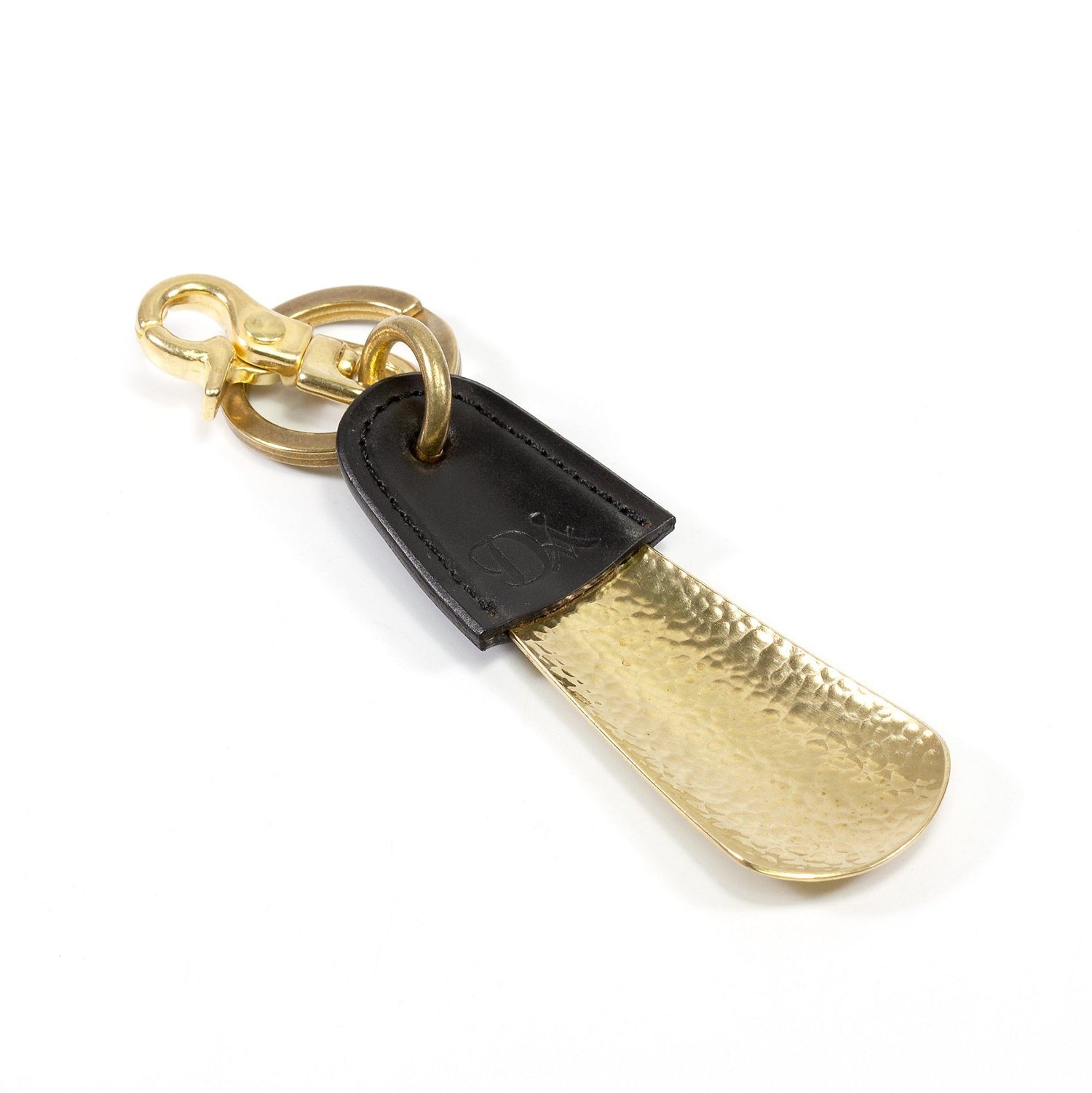 Diarge Brass and Leather Bottle Chasing Shoehorn Shoe Horn Diarge Gold – Black